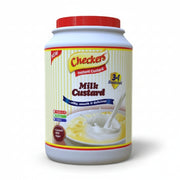 Checkers Milk Custard container on a white background